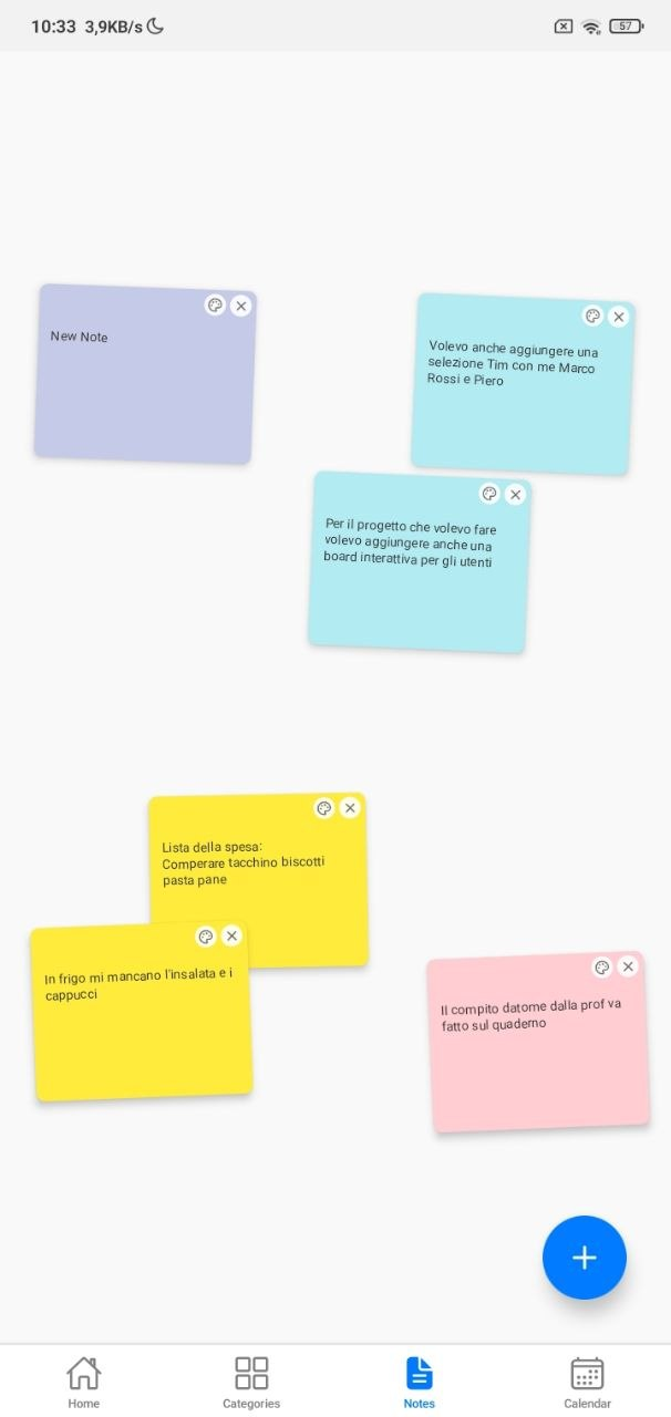Schermata categorie di MyTaskly, semplice e ordinata